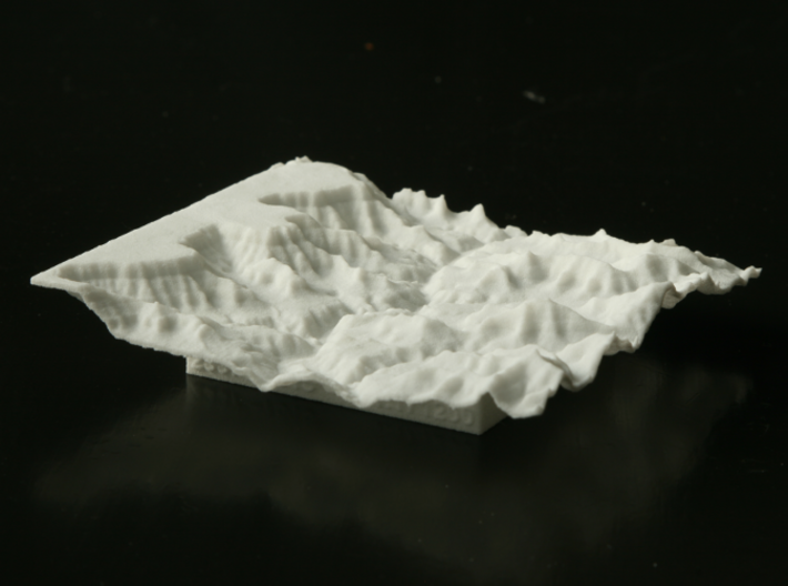 3'' Grand Canyon Terrain Model, Arizona, USA 3d printed Photo of 3" model, looking WSW; at left is the South Rim.