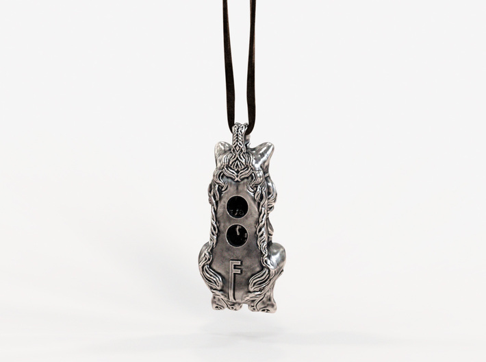 The Sleeping Tiger - Pendant 3d printed Silver with blackening