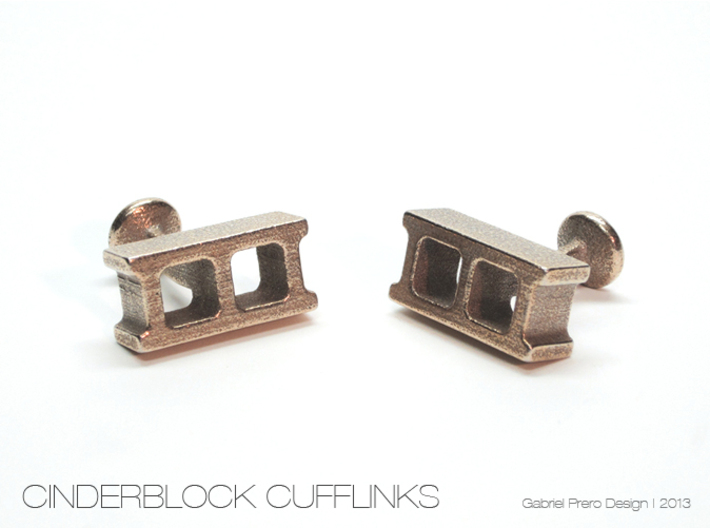 Cinderblock Cufflinks 3d printed