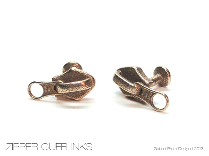Zipper Cufflinks 3d printed