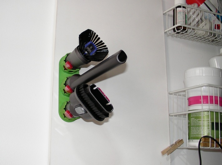 Holder - Dyson V7/V8 x2 Tools - Wall Mount 3d printed 3 x example Medium. Wall mounted