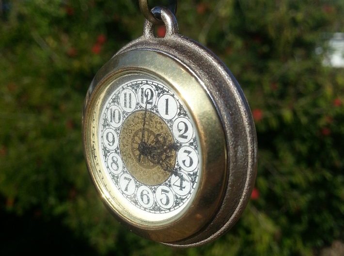 Pocket Watch For FitUp Clock Insert 1 7/16in 3d printed The Front  With Clock Insert and Printed In Stainless Steel