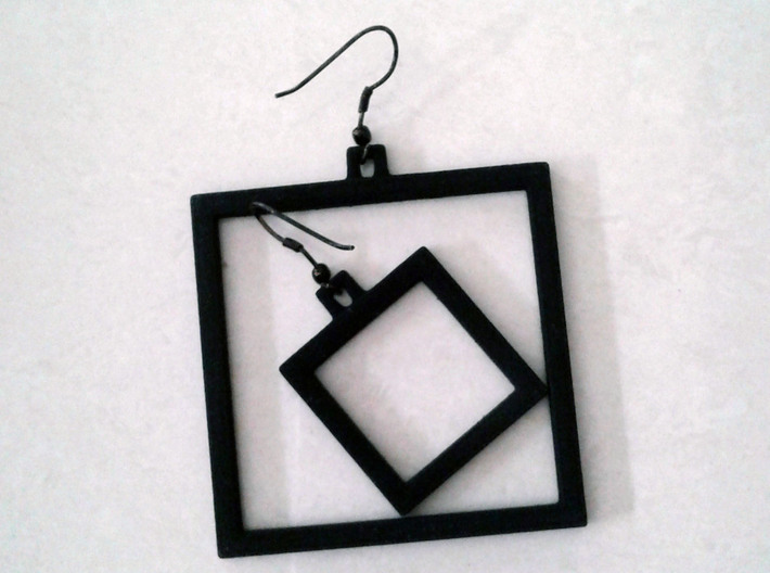 Square Earrings - Asymmetrical 3d printed
