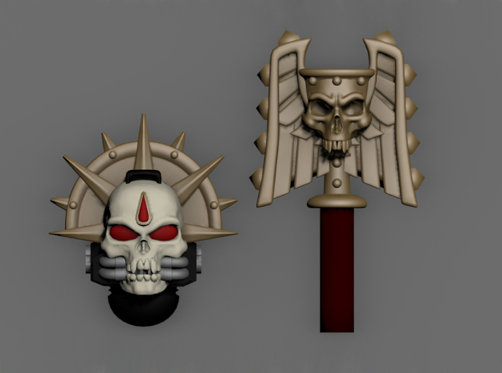 Blood Drop Skull Helm &amp; Hammer 3d printed Product is sold unpainted.