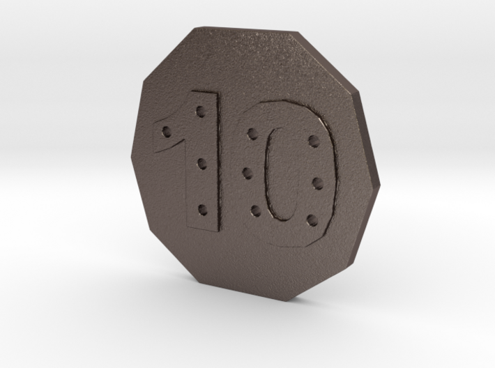 10-hole, Number 10, 10 Sided Button 3d printed