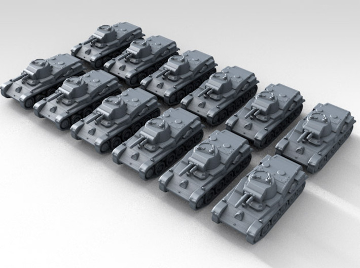 1/285 Scale WW2 Swedish L-60 Tank Set x12 3d printed Render showing product detail