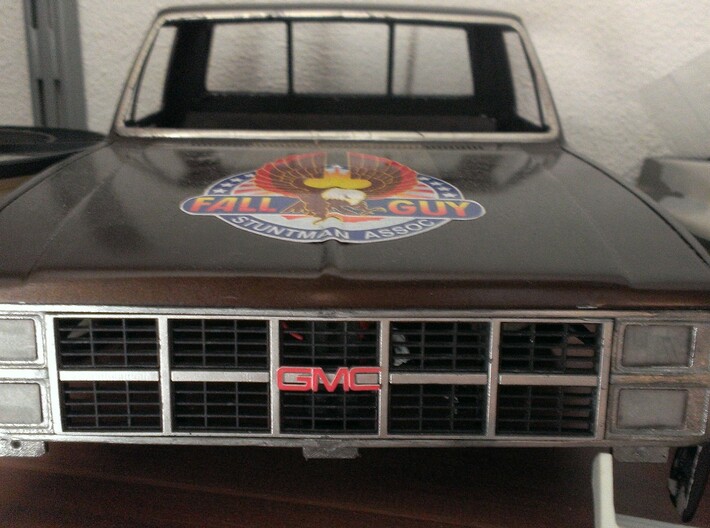 1982 GMC Grille for Tamiya Clodbuster (1/4) 3d printed Complete grille (all four parts) painted and installed on Tamiya Clodbuster body