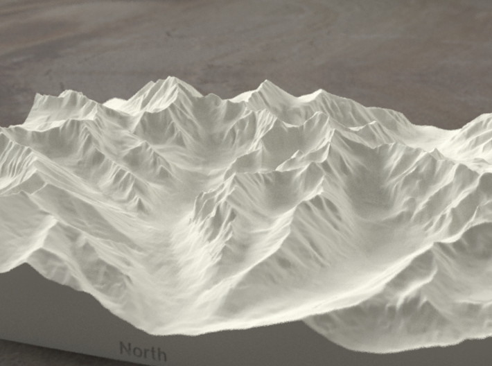 8''/20cm High Tatras, Poland/Slovakia, Sandstone 3d printed Radiance rendering of model, viewed from Poland, looking SSW