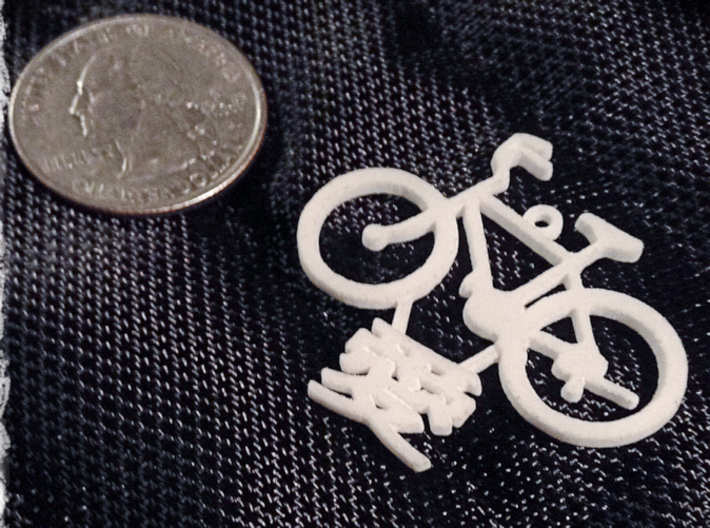 Bike Love 3d printed A Bicycle Love Charm, with the traditional Chinese character for &quot;Love&quot;.