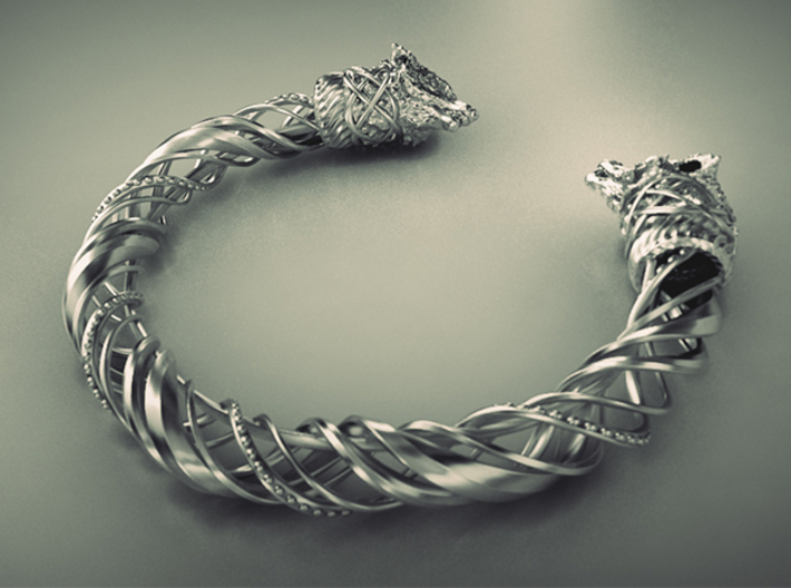 Viking wolf head bracelet size M 3d printed 