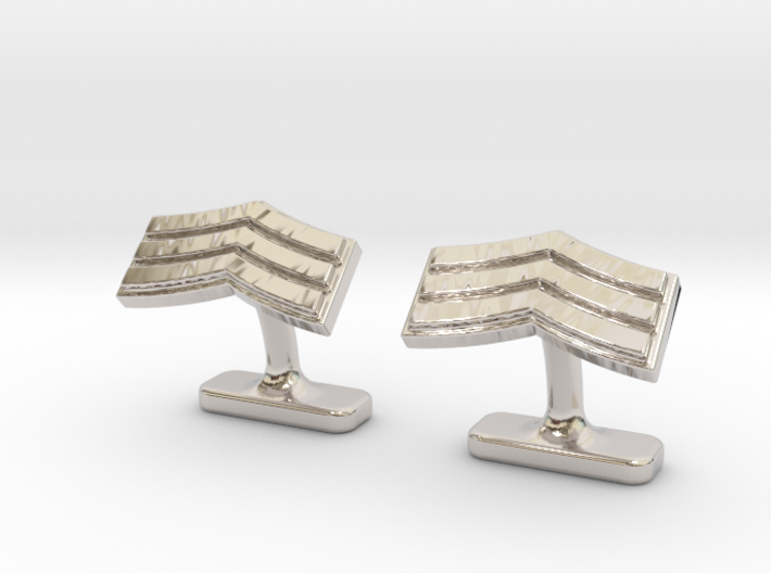 Mens sergeant 3 stripe cufflinks 3d printed