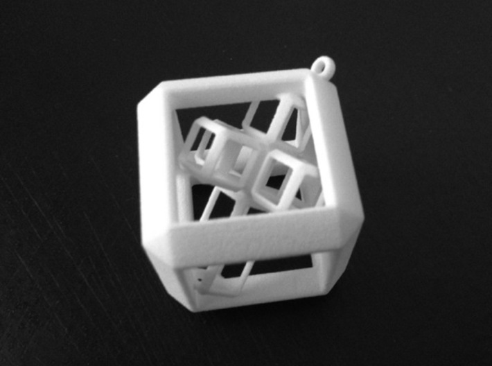 JEWELRY Cube Pendant (30 mm) with 3d-Cross inside 3d printed Cube Pendant (30 mm) with 3D Cross inside