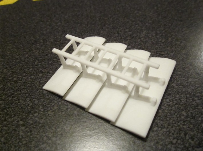 HO Slot Cars AFX Lola Wing 3d printed Set of 4 wings are sprued together on an HO scale ladder perfect for your trackside scenery