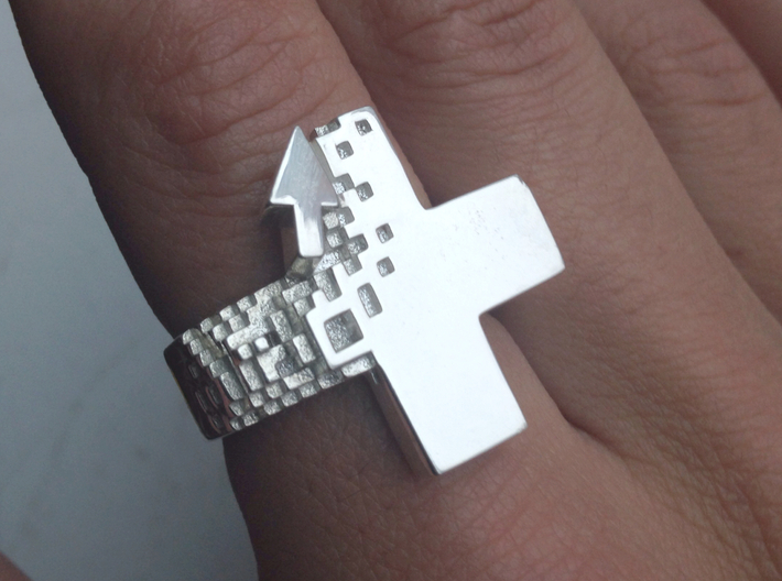 Pixel Plus Ring 3d printed Pre-blackening