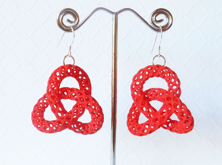 Trefoil -- Plastic 3D printed earrings 3d printed