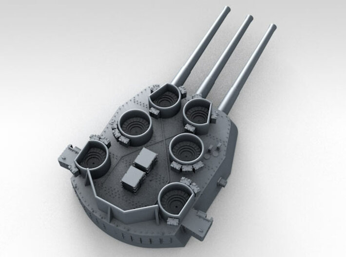 1/700 16"/45 MKI HMS Nelson Turrets 1945 3d printed 3d render showing X Turret detail