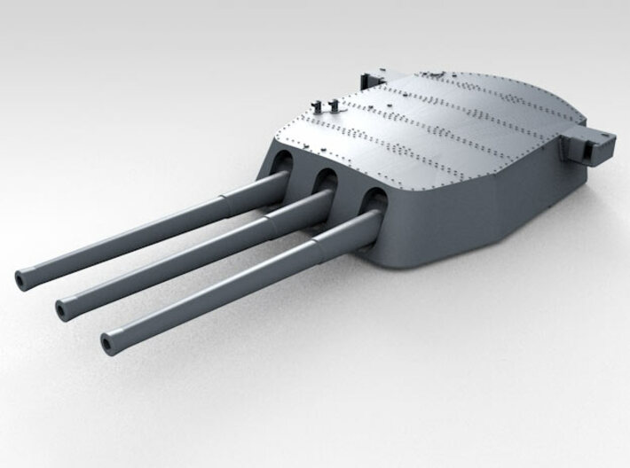 1/200 16"/45 MKI HMS Nelson Turrets Only 1945 3d printed 3d render showing A Turret detail (Barrels NOT included)