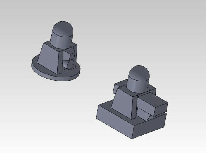 30SJ01b 1:3000 multipart 22DDH Izumo - Details 3d printed PHALANX (LEFT) & SEA RAM (RIGHT). BOTH HAVE A 1.4mm x 1.4mm BASE