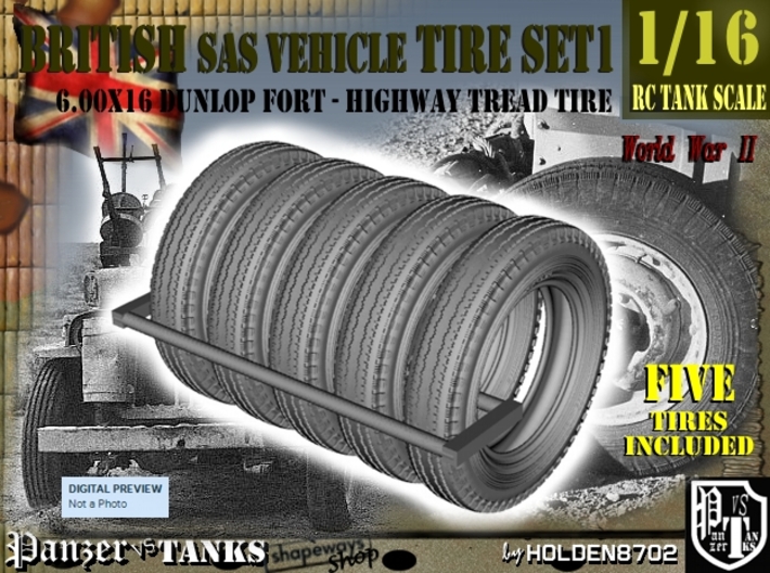1/16 6.00 X 16 Dunlop Fort Tire SET1 3d printed