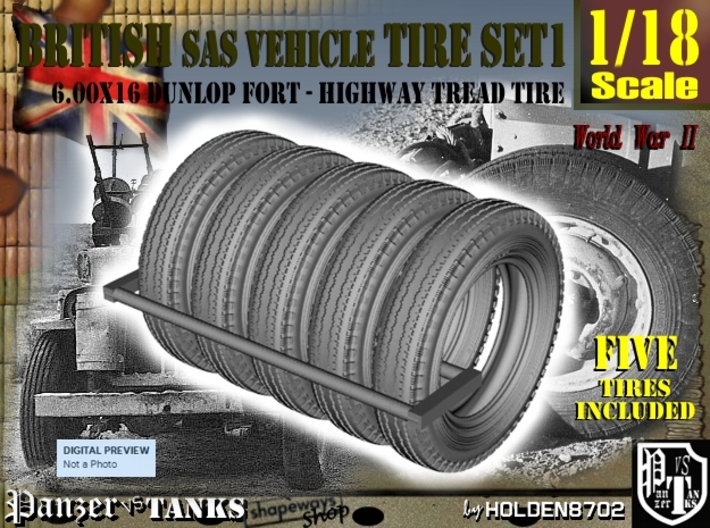 1/18 6.00 X 16 Dunlop Fort Tire SET1 3d printed