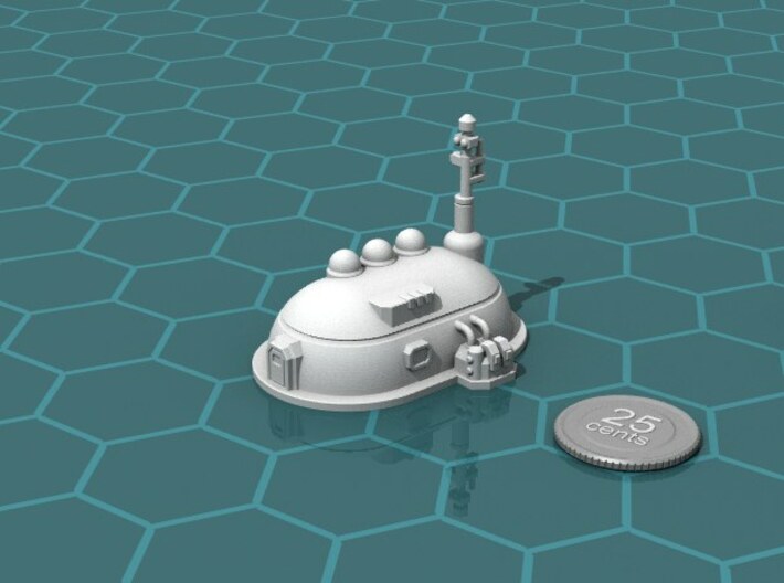 Medium Dome Habitat 3d printed Render of the model, with a virtual quarter for scale.