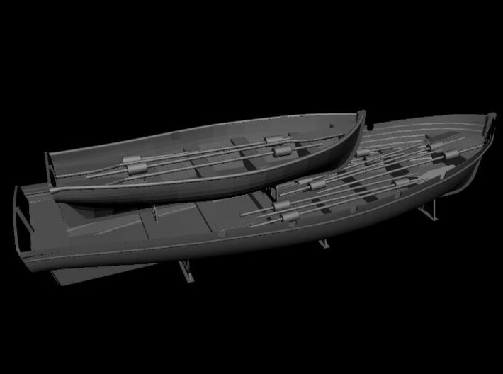 1/100 DKM 8m & 6m Long Boats Set 3d printed 
