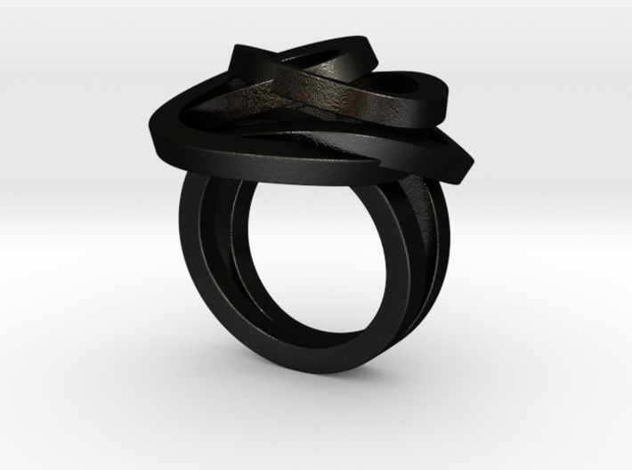 Love is in the Air Ring 3d printed Black Steel Elegant Knot Ring