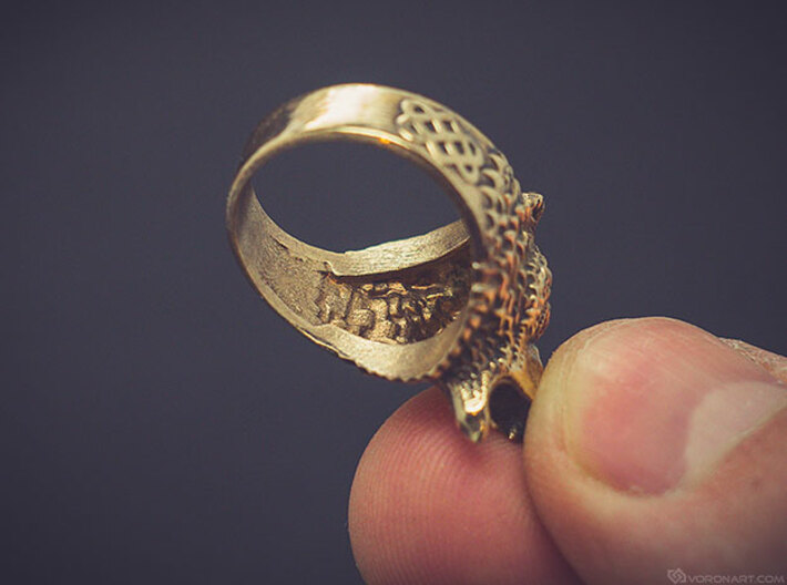 Roaring bear ring 3d printed Artificially aged (blackened) bronze
