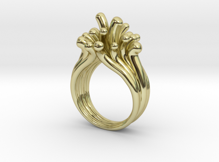 Water and Fire Ring 3d printed Water Drops Gold Plated Ring