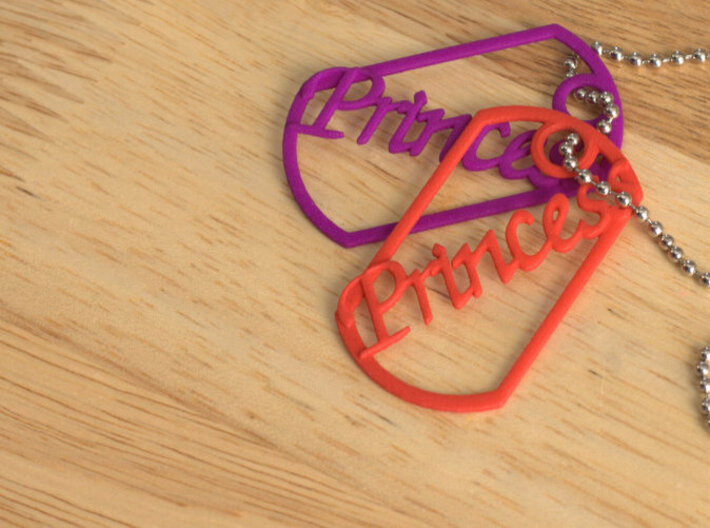 Princess dog tag 3d printed 