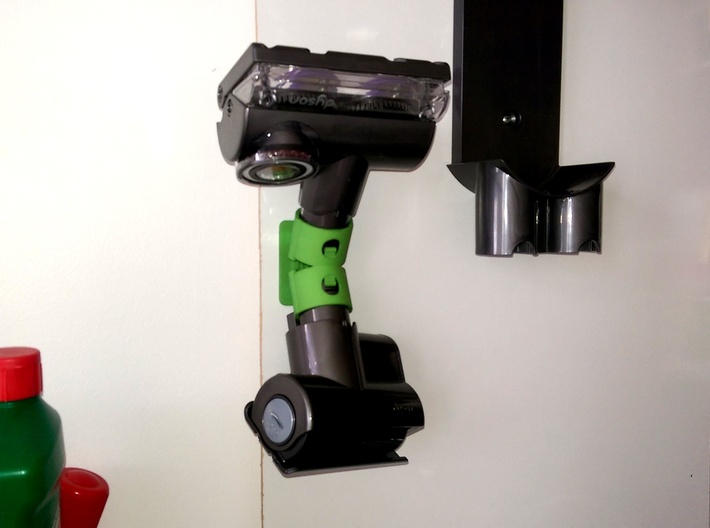 Holder For Dyson Tools V6 and earlier - Offset 3d printed Most tools can rotate, the motorhead to a smaller degree