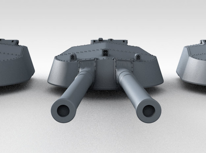 1/350 RN WW1 13.5" MKV Guns x4 HMS Queen Mary 3d printed 3d render showing turret detail