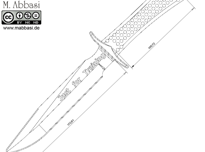 Training Knife (29cm) 3d printed Dimenstions