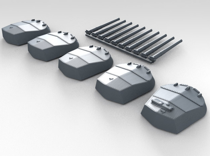 1/700 RN 13.5" MKV Guns x5 HMS Orion Moveable 3d printed 3d Render showing set