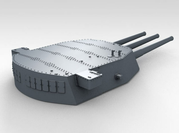 1/200 16"/45 MKI HMS Rodney Turrets 1927 3d printed 3d render showing A Turret detail (Barrels not included)