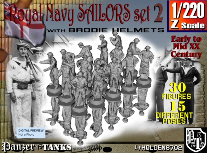1-220 Generic Royal Navy Sailors Set 2 3d printed