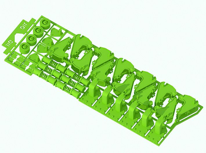 ETS35001 Hotchkiss H39 running gear + engine hatch 3d printed Sprue with bogie parts, return rollers and jig