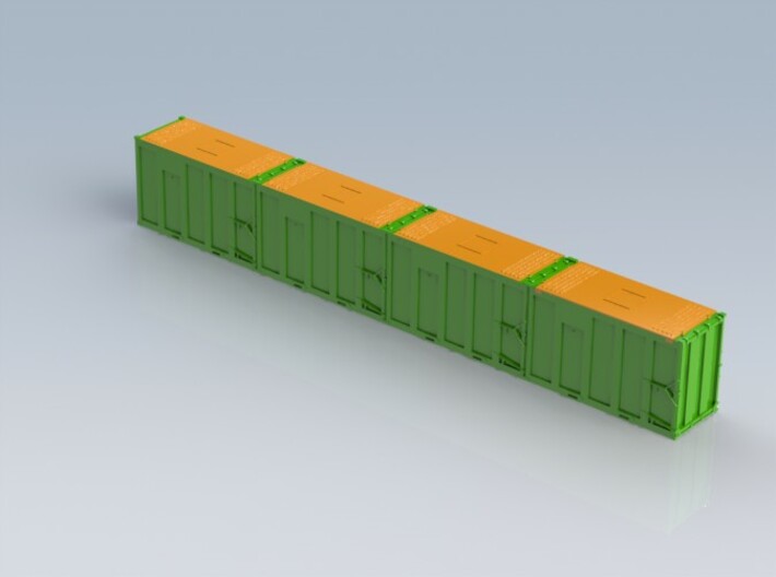 HO 1/87 MSW 4x Trash Containers for Atlas Flatcar 3d printed Designed as an alternative style to the Atlas trash containers.