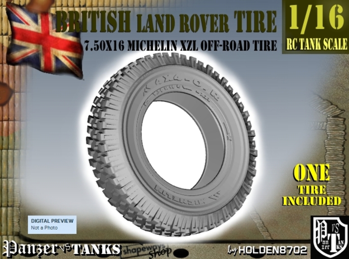 1-16 Land Rover 750x16 Tire 3d printed