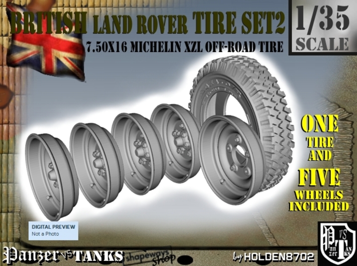 1-35 Land Rover 750x16 Tire And Wheels Set2 3d printed