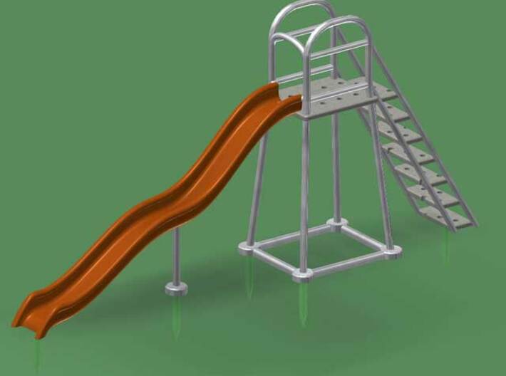 Children's Wave Slide, HO Scale (1:87) 3d printed Suggested paint scheme.