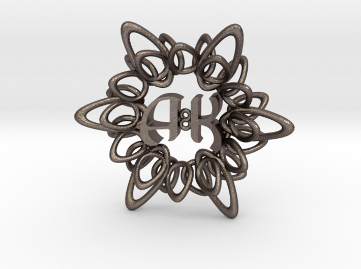 Initials Flower Pendant - 5cm 3d printed 