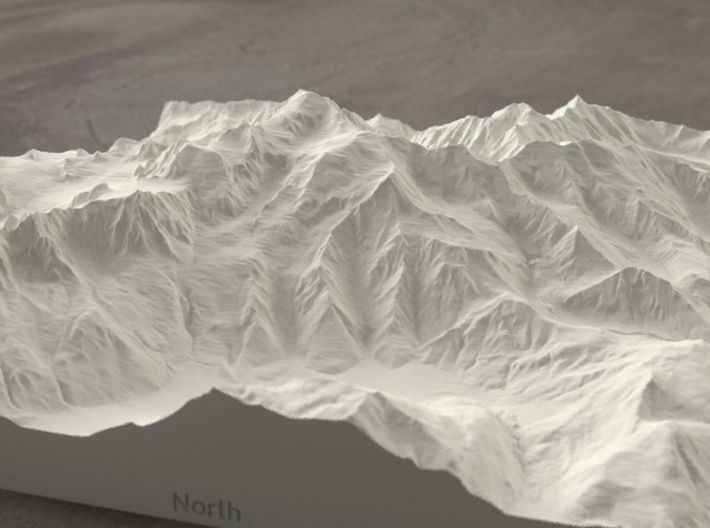 8''/20cm Mt. Blanc, France/Italy, Sandstone 3d printed Radiance rendering of model from the north