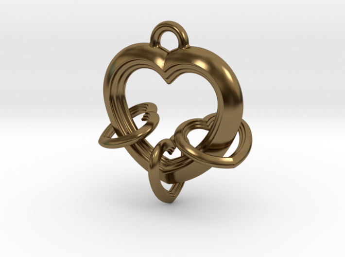 Linked Heart Pendant 3d printed