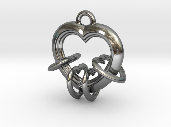 4 Hearts Linked in Love 3d printed