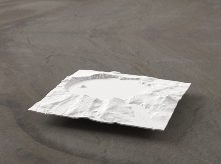 4'' Crater Lake, Oregon, USA 3d printed Radiance rendering of model, viewed from the south.