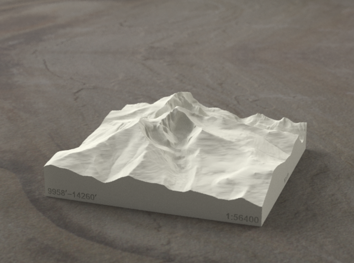 4'' Longs Peak, Colorado, USA, Sandstone 3d printed Radiance rendering of Longs Peak from the East