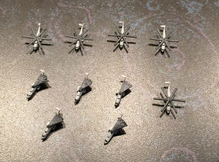 Z8 Transport Helicopter Set, 12pc, 1/1800 3d printed Form 1+ prototype, painted