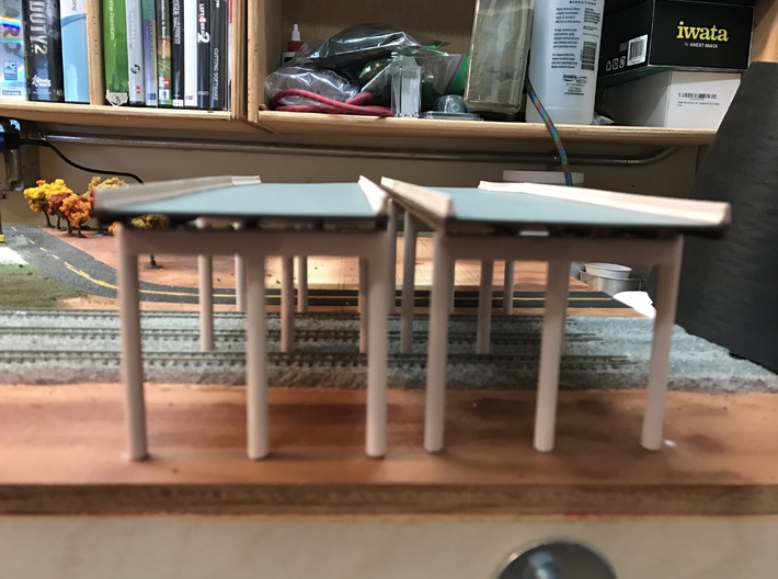 Bridge Pier Northeast Ohio 3d printed Painted and used to support a bridge on an N-track Module.