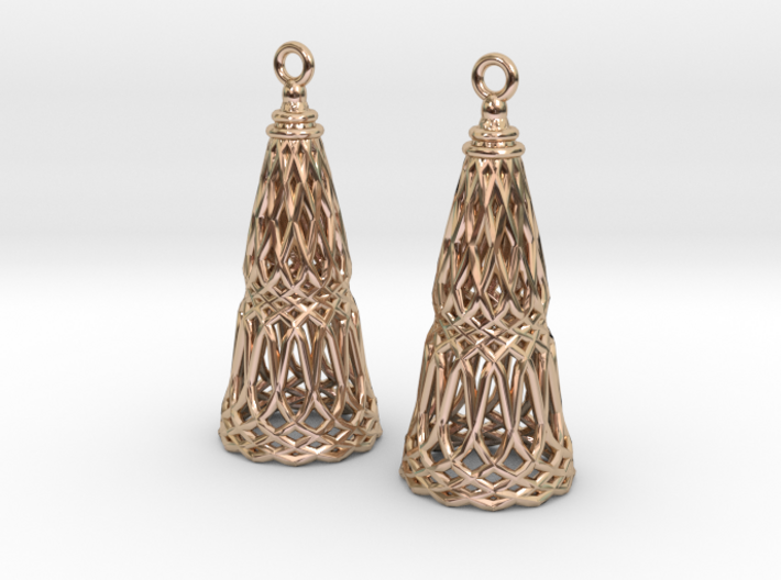 Filligree Cone Earrings 3d printed